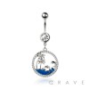 316L SURGICAL STEEL LOVELY BEACH DOLPHIN PALM TREE DANGLE BELLY BUTTON NAVEL RING 